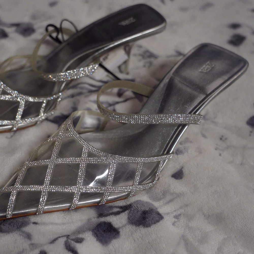 Zara - Rhinestone Vinyl Mules
